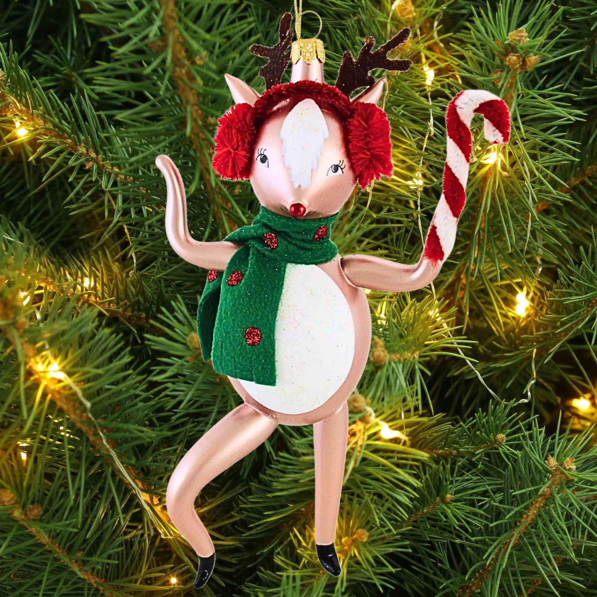 De Carlini Italian Ornaments Peppermint Prancer - - SBKGifts.com