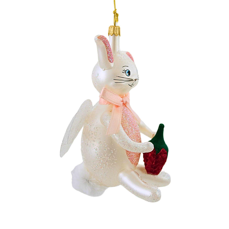 De Carlini Italian Ornaments Strawbelle Bunny Kiss - - SBKGifts.com