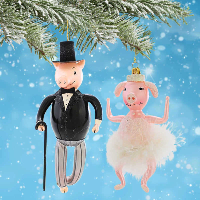 De Carlini Italian Ornaments Rupert & Ruby Oinkley - - SBKGifts.com
