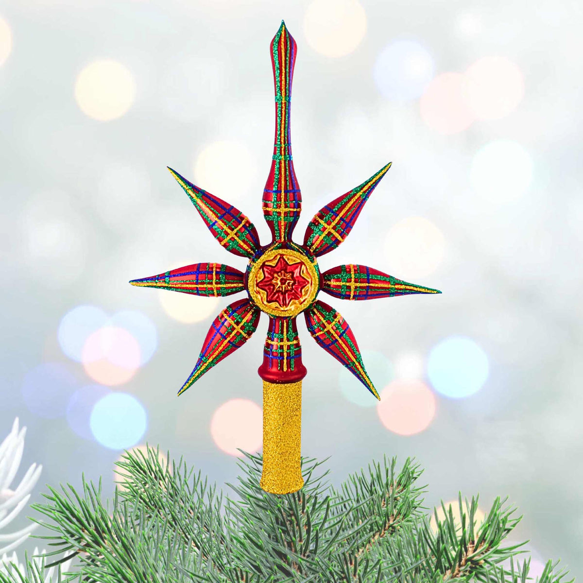 Blubom Red Green Plaid Tree Topper - - SBKGifts.com