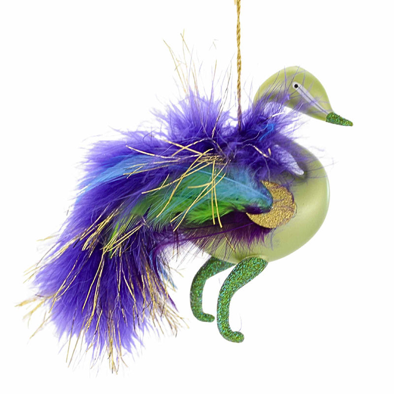 De Carlini Italian Ornaments Winter Plumiera In Green - - SBKGifts.com