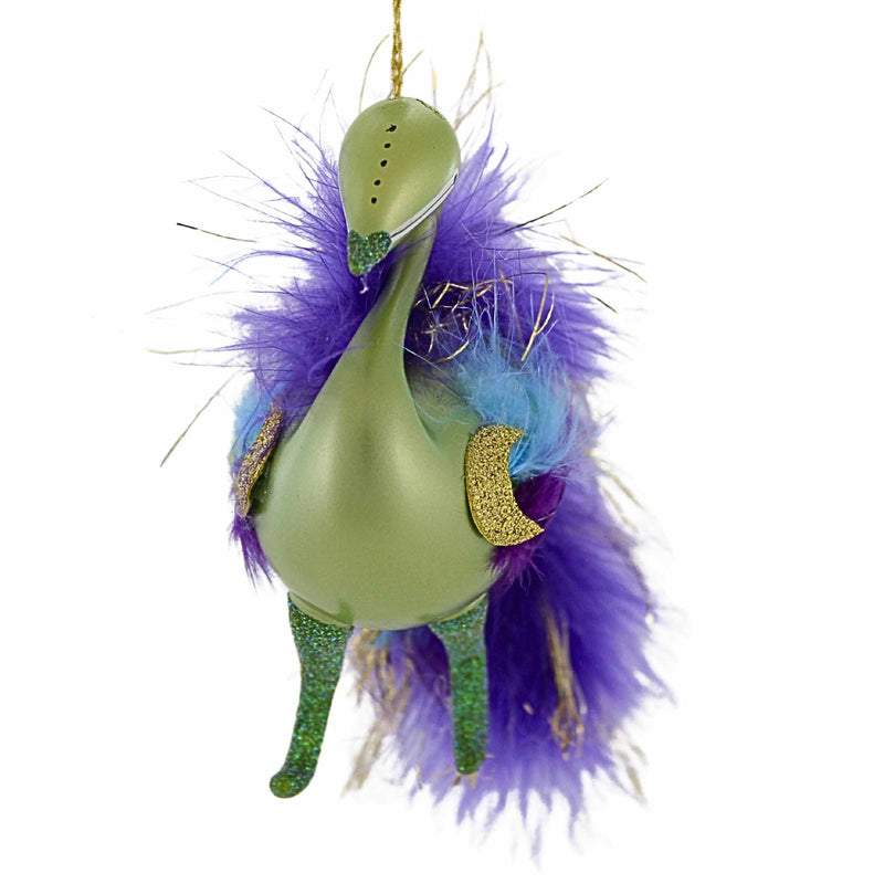 De Carlini Italian Ornaments Winter Plumiera In Green - - SBKGifts.com