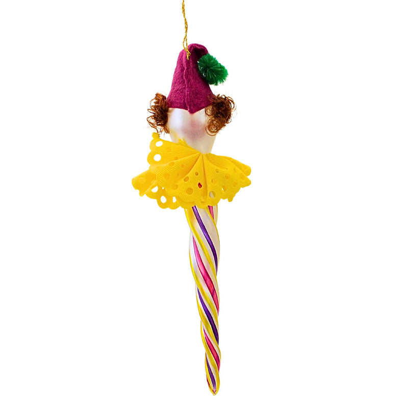 De Carlini Italian Ornaments Purple & Yellow Icicle Clown Face - - SBKGifts.com