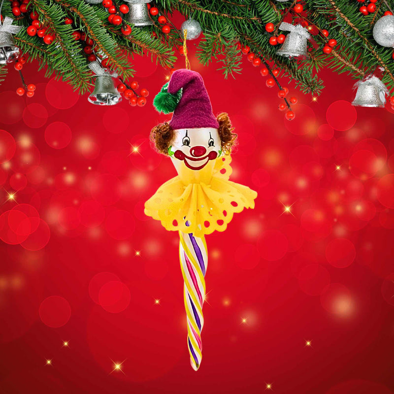 De Carlini Italian Ornaments Purple & Yellow Icicle Clown Face - - SBKGifts.com