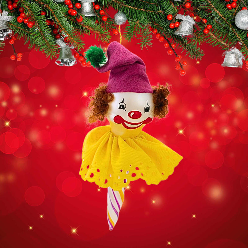 De Carlini Italian Ornaments Shortie Icicle Clown Face - - SBKGifts.com
