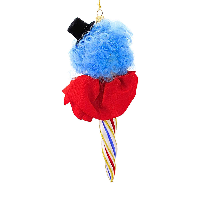 De Carlini Italian Ornaments Red & Blue Icicle Clown Face - - SBKGifts.com