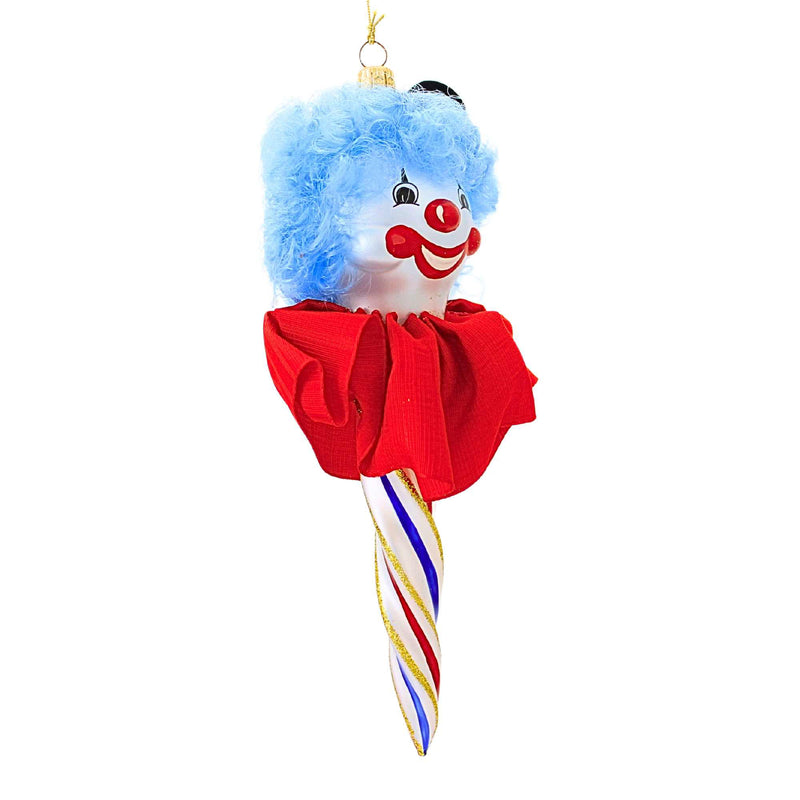 De Carlini Italian Ornaments Red & Blue Icicle Clown Face - - SBKGifts.com
