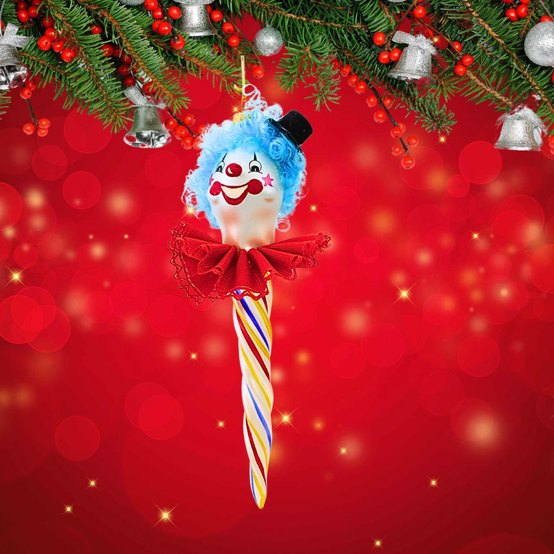De Carlini Italian Ornaments Starry-Cicle Clown Face - - SBKGifts.com