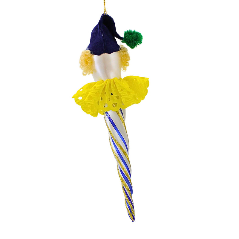 De Carlini Italian Ornaments Blue & Gold Icicle Clown Face - - SBKGifts.com