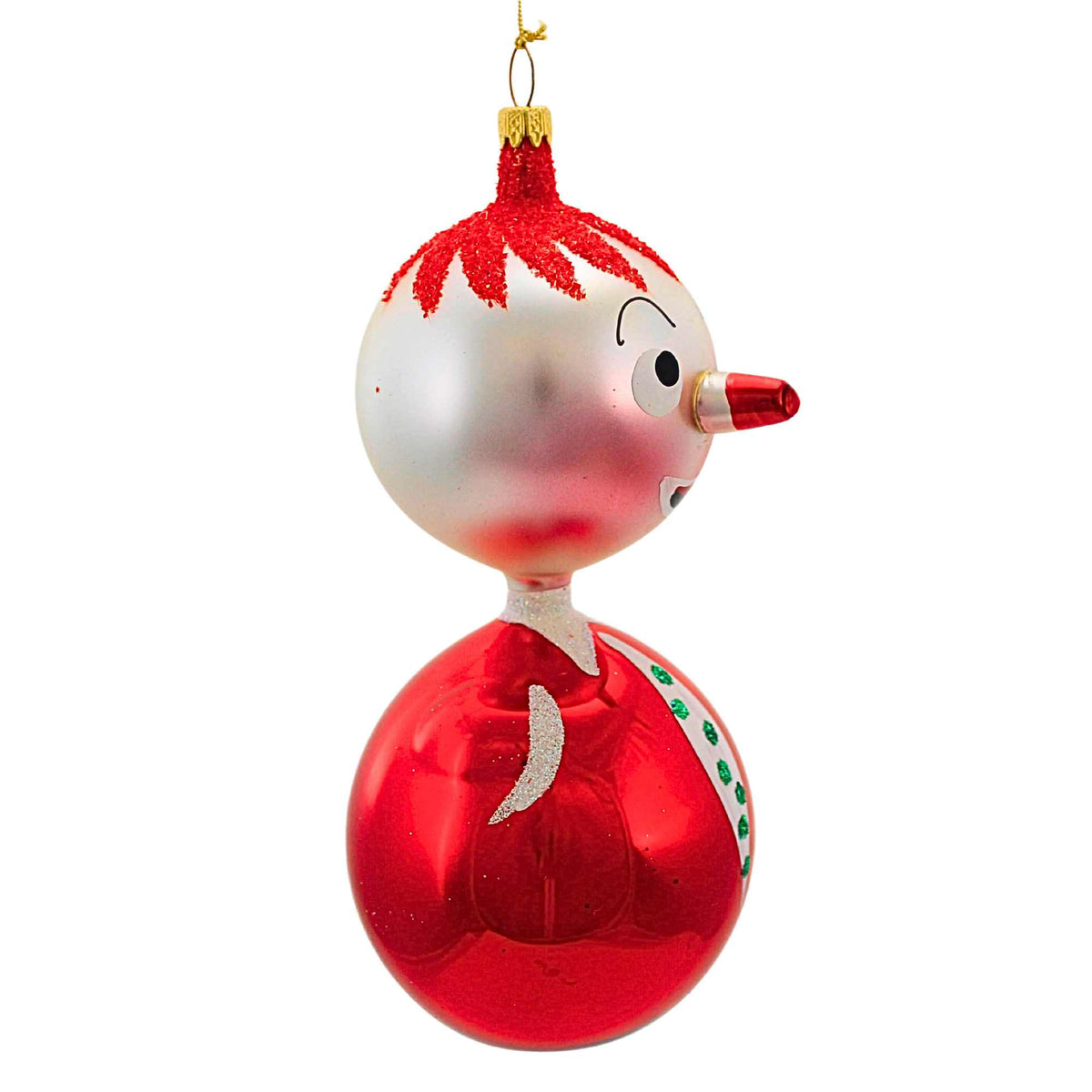 De Carlini Italian Ornaments Cherry Chuckles With Green - - SBKGifts.com