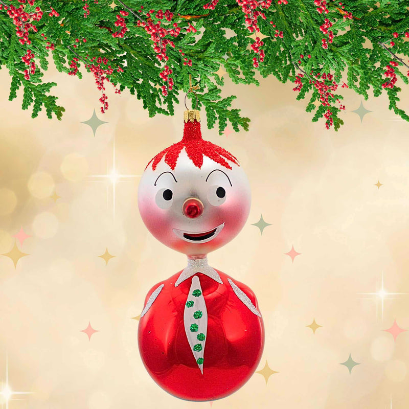 De Carlini Italian Ornaments Cherry Chuckles With Green - - SBKGifts.com