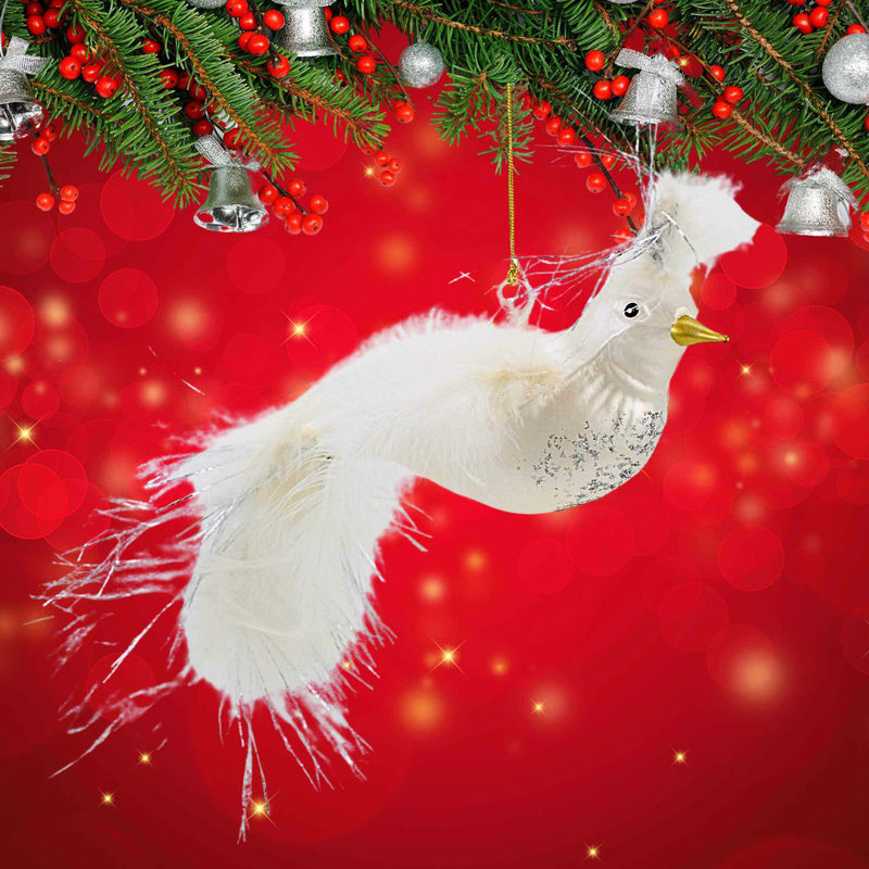 De Carlini Italian Ornaments Snowplume Dove - - SBKGifts.com