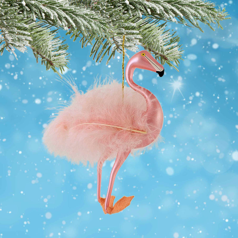De Carlini Italian Ornaments Pearly Pink Flamingo - - SBKGifts.com