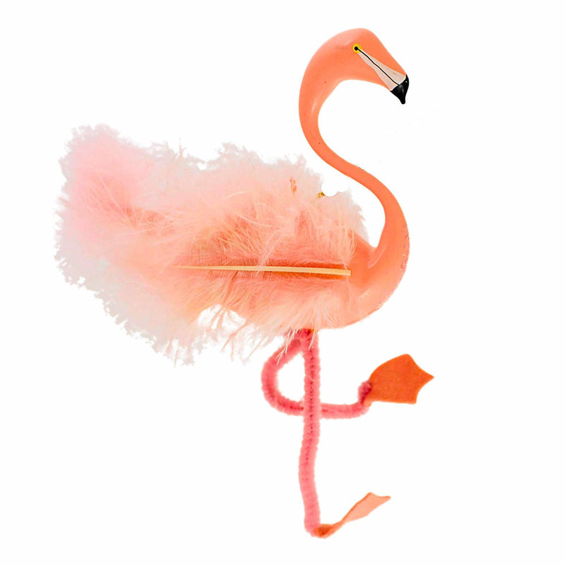 De Carlini Italian Ornaments Pink Flamingo Chenille Legs - - SBKGifts.com