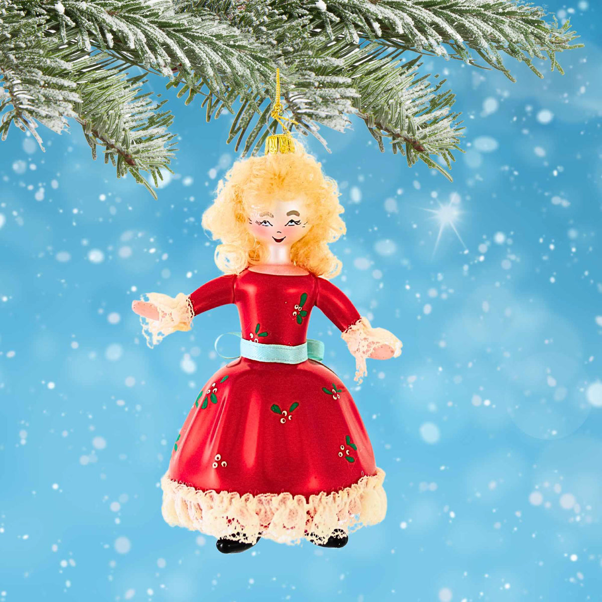 De Carlini Italian Ornaments Willow's New Christmas Dress - - SBKGifts.com