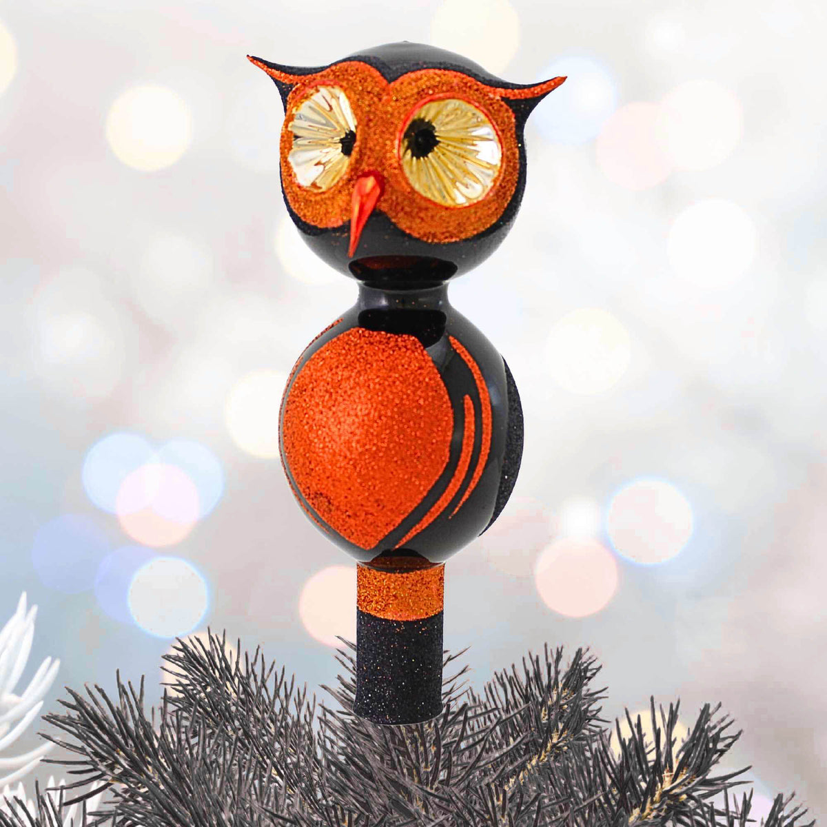 Santa Land Midnight Glitter Hoot Tree Topper - - SBKGifts.com