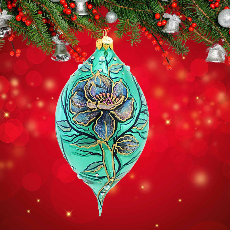 Glitter Lab Opulent Flower On Emerald Drop - - SBKGifts.com