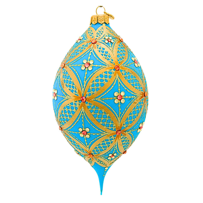 Glitter Lab Turquoise Drop With Gold Lace - - SBKGifts.com