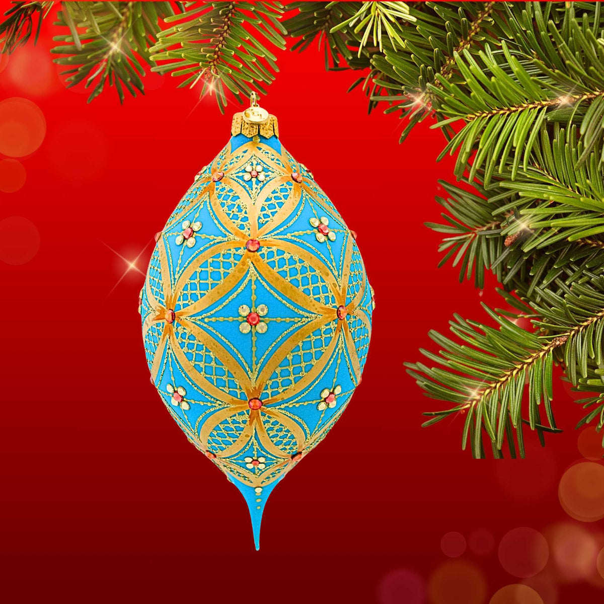 Glitter Lab Turquoise Drop With Gold Lace - - SBKGifts.com
