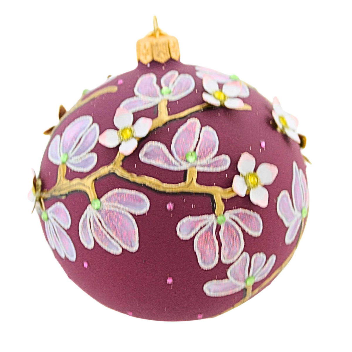 Glitter Lab Burgundy Magnolia Ball - - SBKGifts.com