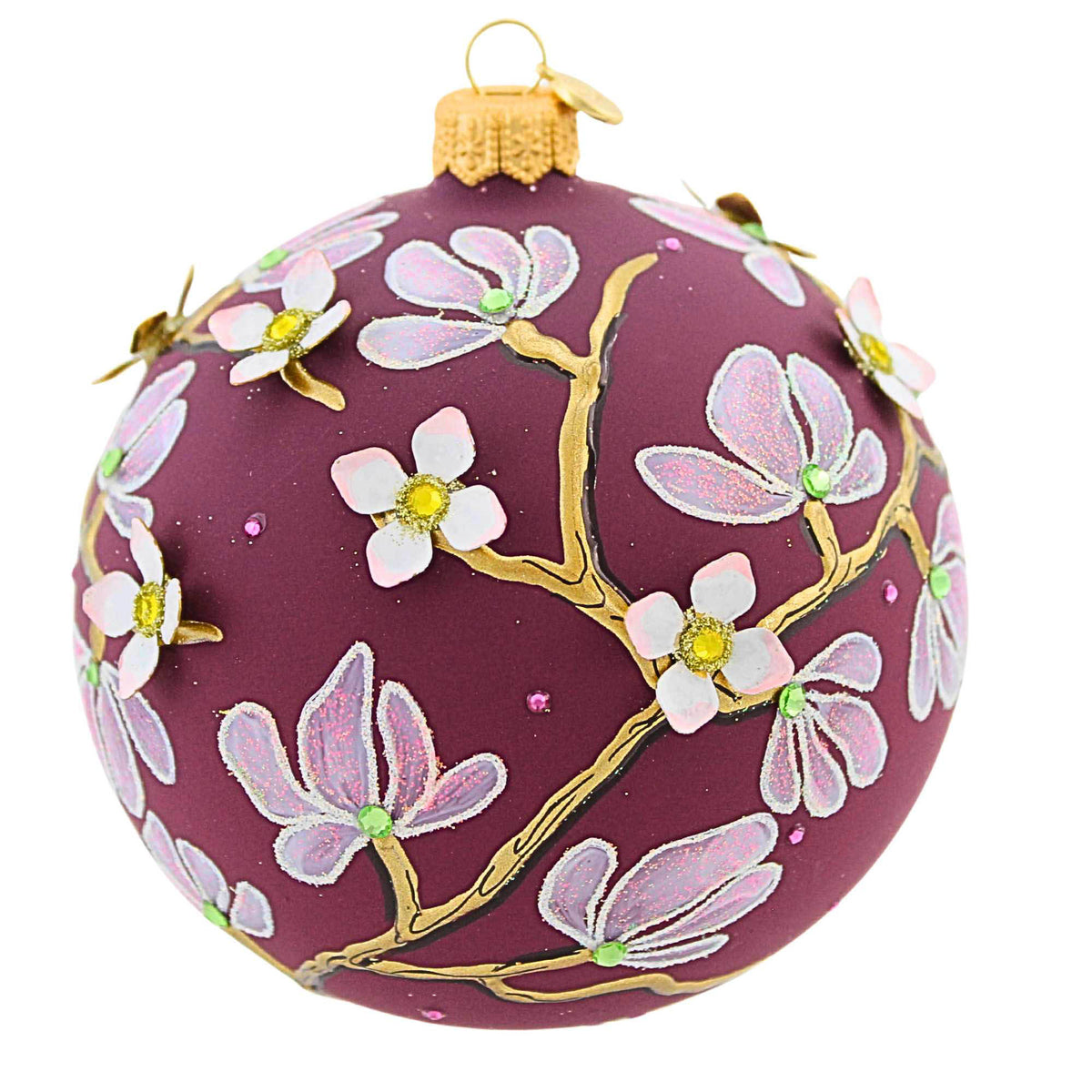 Glitter Lab Burgundy Magnolia Ball - - SBKGifts.com