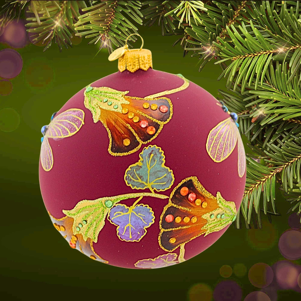 Glitter Lab Amber Flowers Burgundy Ball - - SBKGifts.com