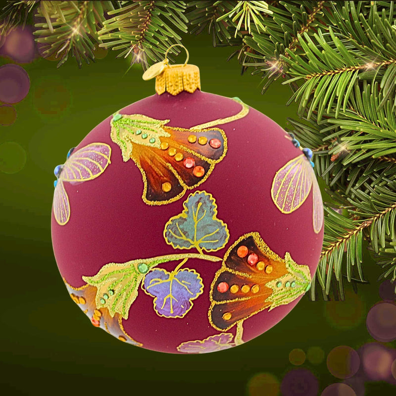 Glitter Lab Amber Flowers Burgundy Ball - - SBKGifts.com