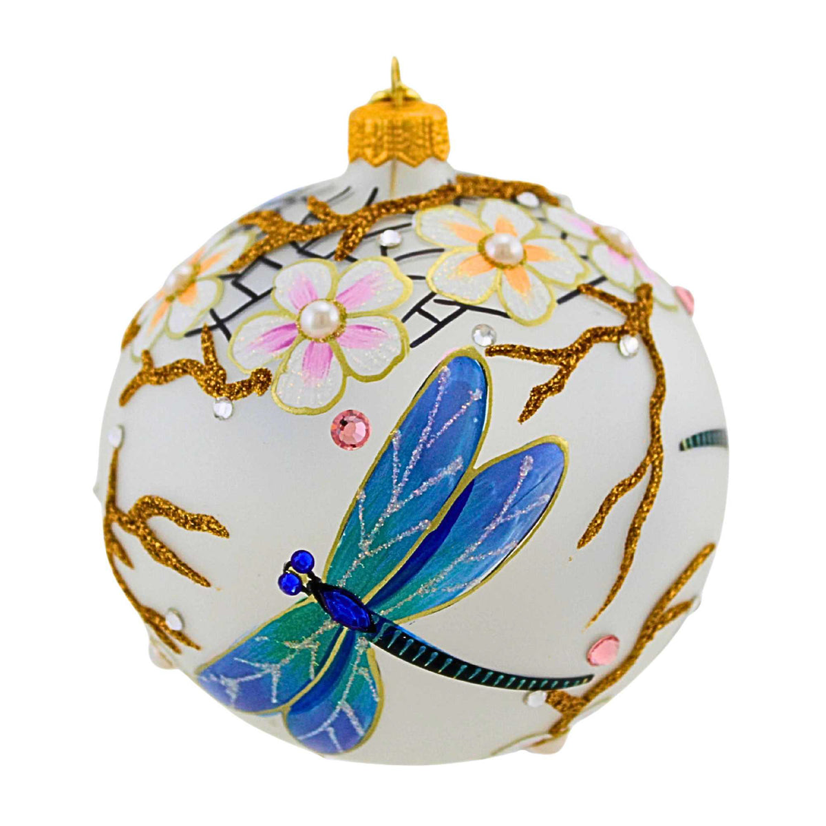 Glitter Lab Dragonfly With Blooming Flowers - - SBKGifts.com