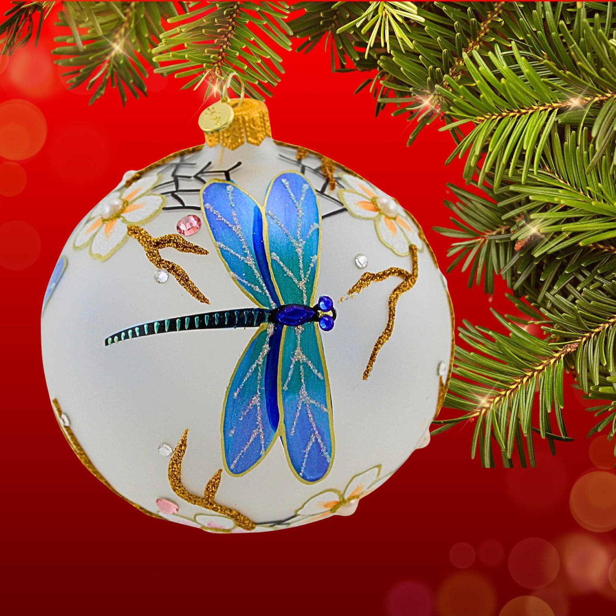 Glitter Lab Dragonfly With Blooming Flowers - - SBKGifts.com