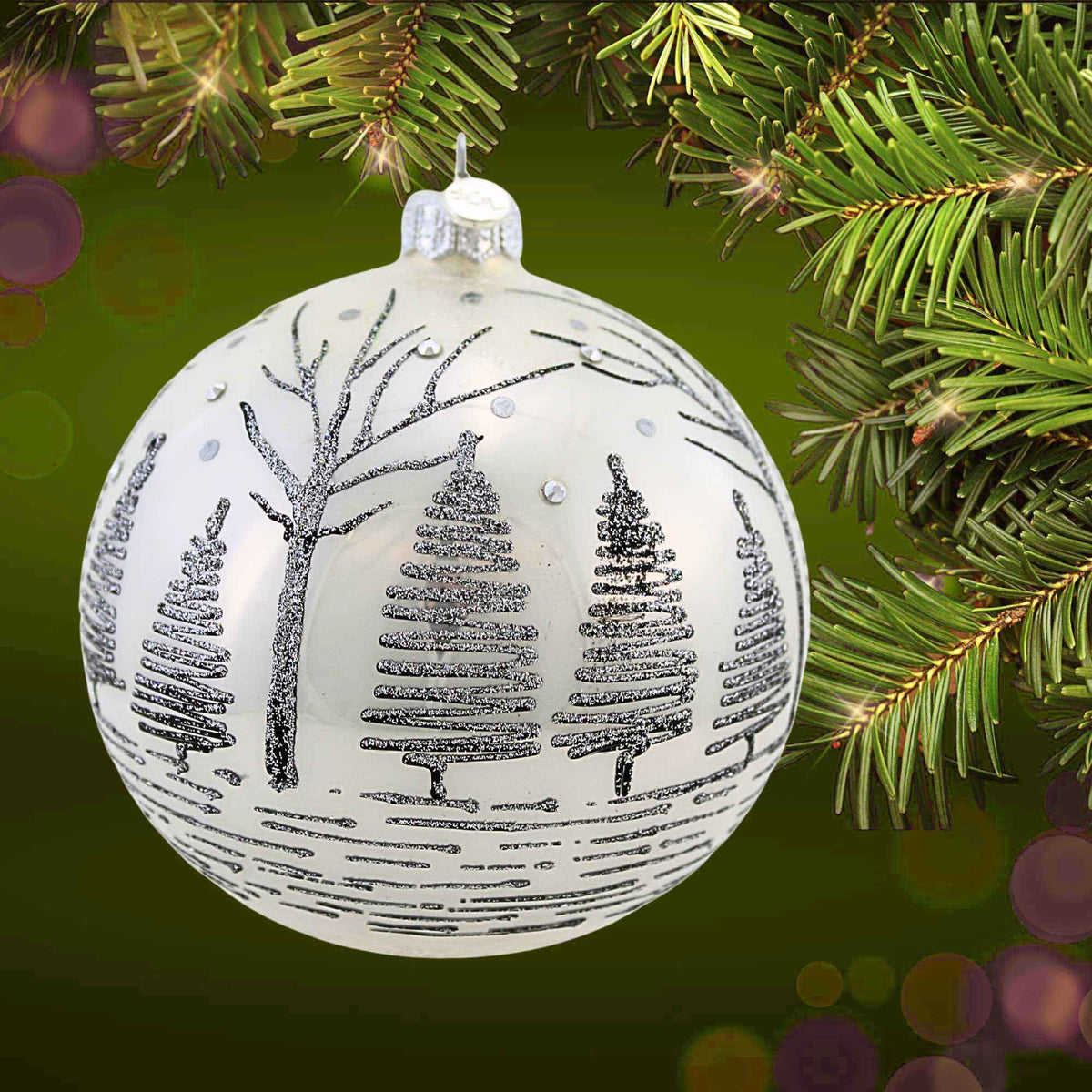 Glitter Lab White Forest Ball - - SBKGifts.com