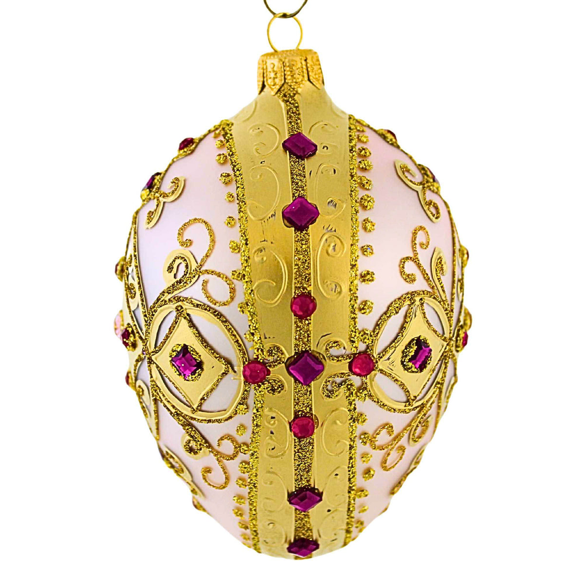 Miss Christmas Soft Pastel Pink And Gold Faberge Egg - - SBKGifts.com
