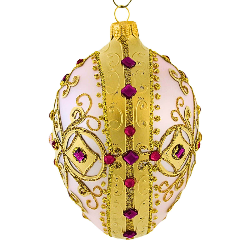 Miss Christmas Soft Pastel Pink And Gold Faberge Egg - - SBKGifts.com