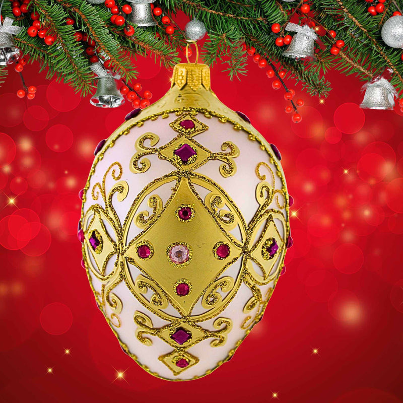 Miss Christmas Soft Pastel Pink And Gold Faberge Egg - - SBKGifts.com
