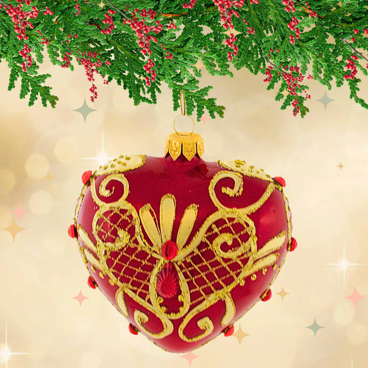 Miss Christmas Red And Gold Festive Heart - - SBKGifts.com