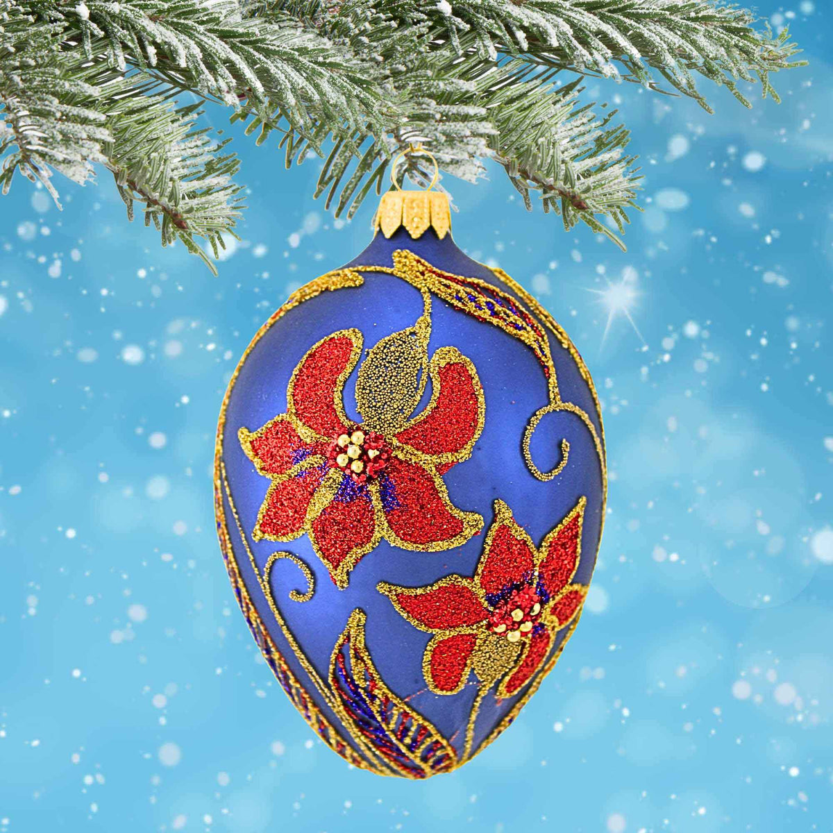 Miss Christmas Ruby Red Blooms Faberge Egg - - SBKGifts.com