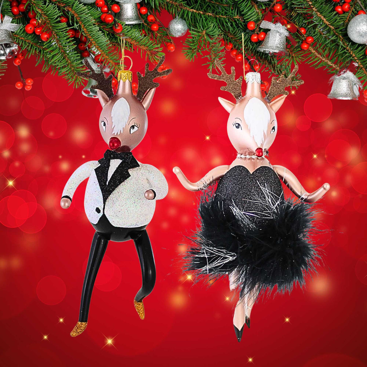 De Carlini Italian Ornaments Rudolpho & Reinetta Noelle - - SBKGifts.com
