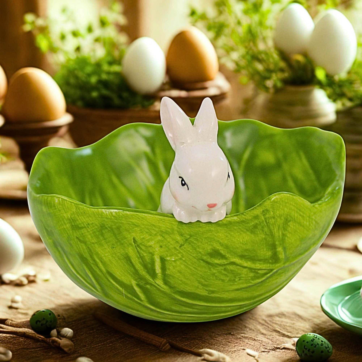 Raz Imports Cabbage Bunny Bowl - - SBKGifts.com