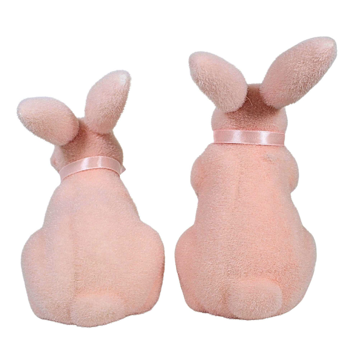 Raz Imports Pastel Pink Flocked Bunnies Set/2 - - SBKGifts.com