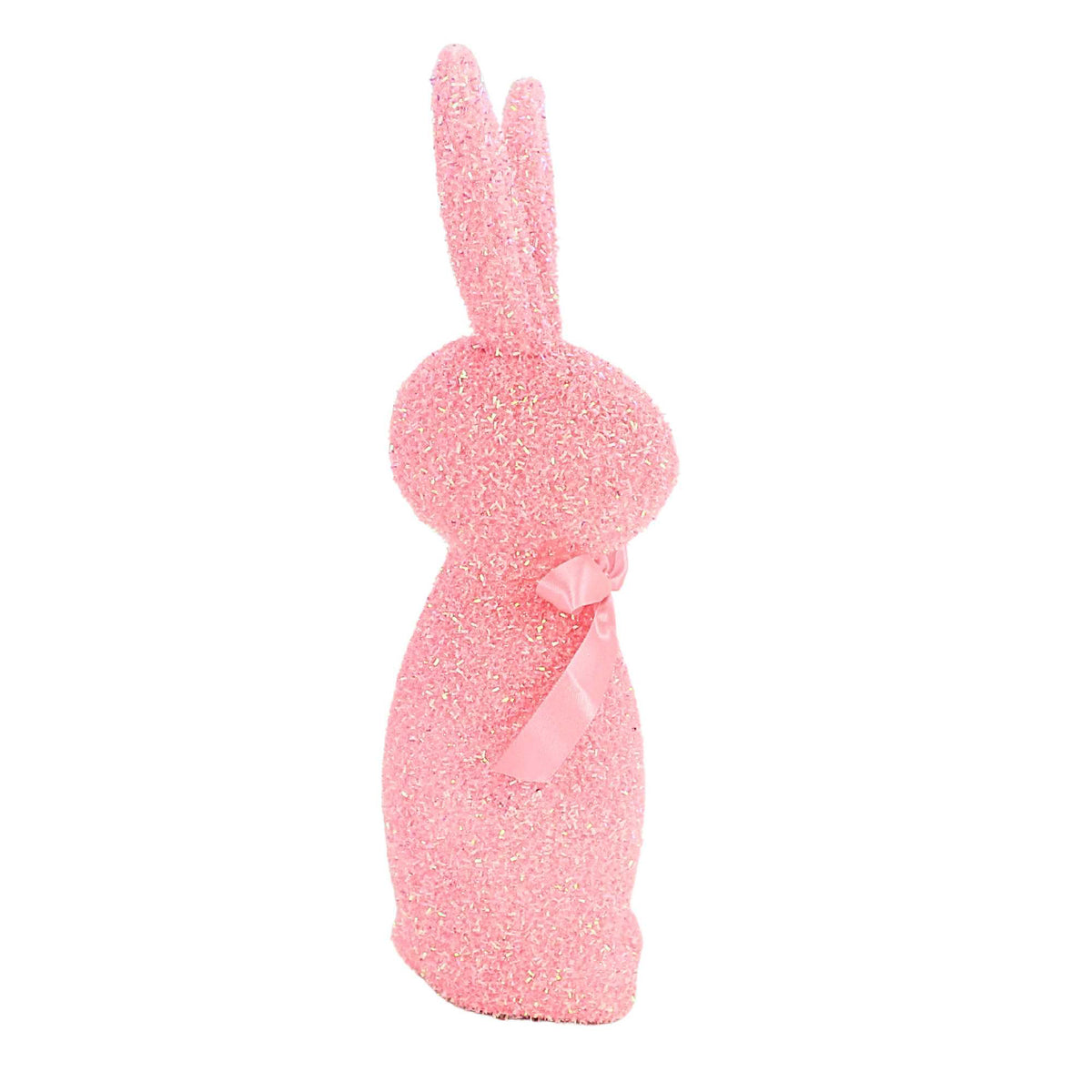 Raz Imports Iridescent Pink Flocked Bunny - - SBKGifts.com