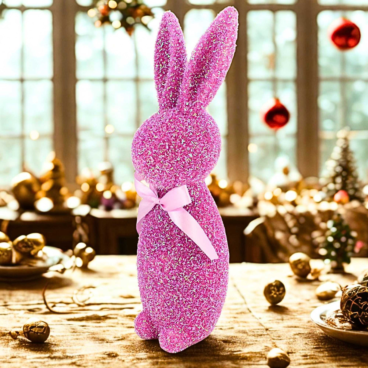 Raz Imports Iridescent Purple Flocked Bunny - - SBKGifts.com