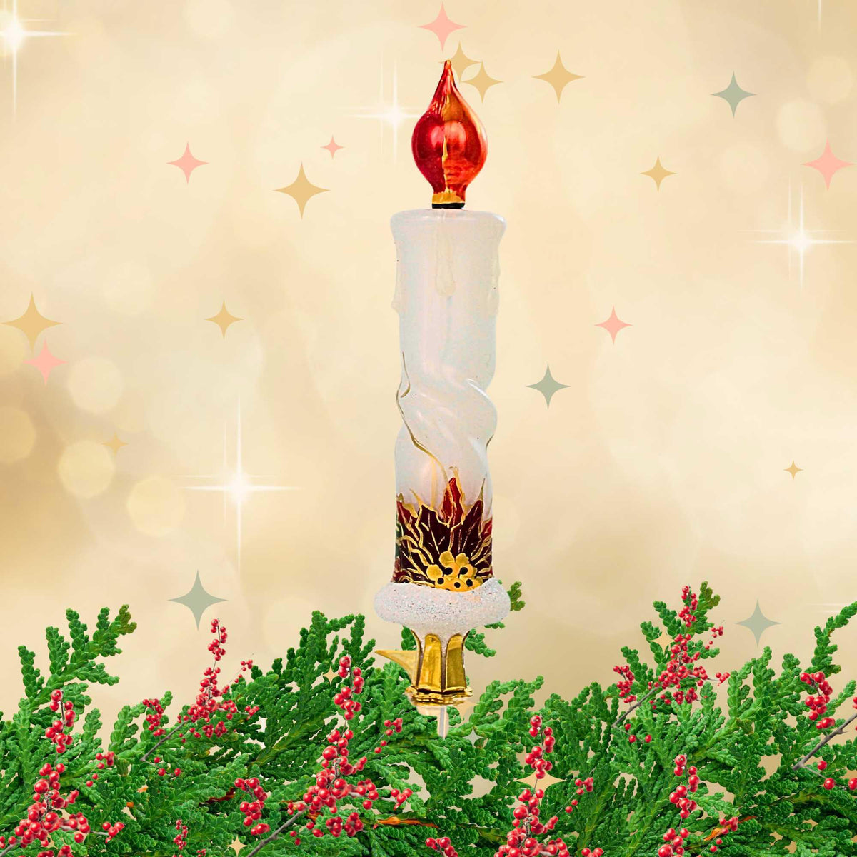 Blubom Poinsettia Glow Candle - - SBKGifts.com