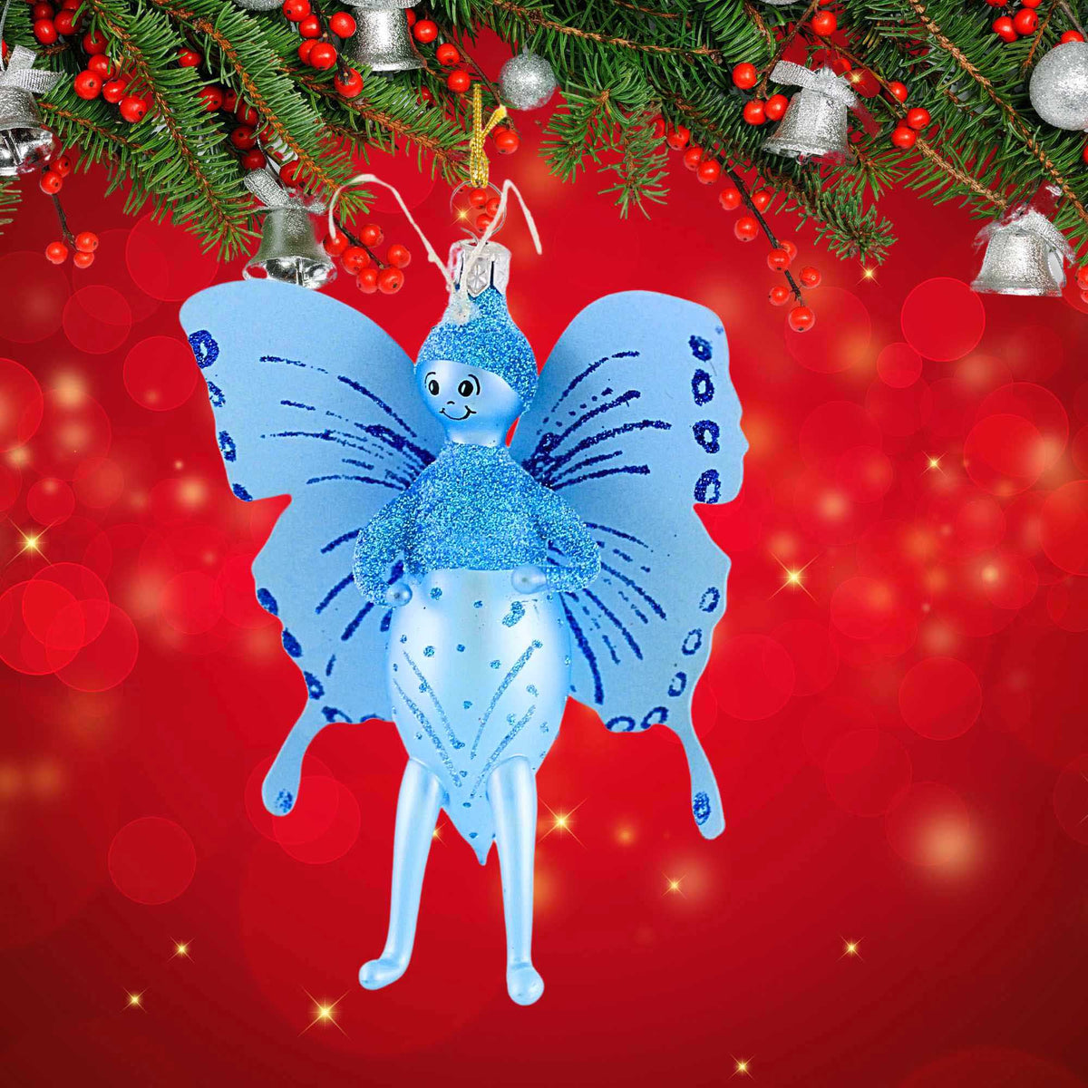 De Carlini Italian Ornaments Lumibug Blue - - SBKGifts.com