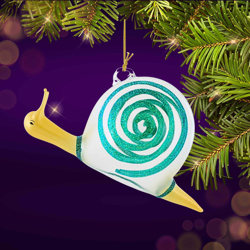 De Carlini Italian Ornaments Shelly Snail Shimmer - - SBKGifts.com