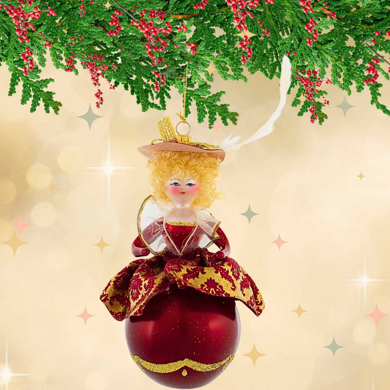 De Carlini Italian Ornaments Lady Of Crimson Court - - SBKGifts.com
