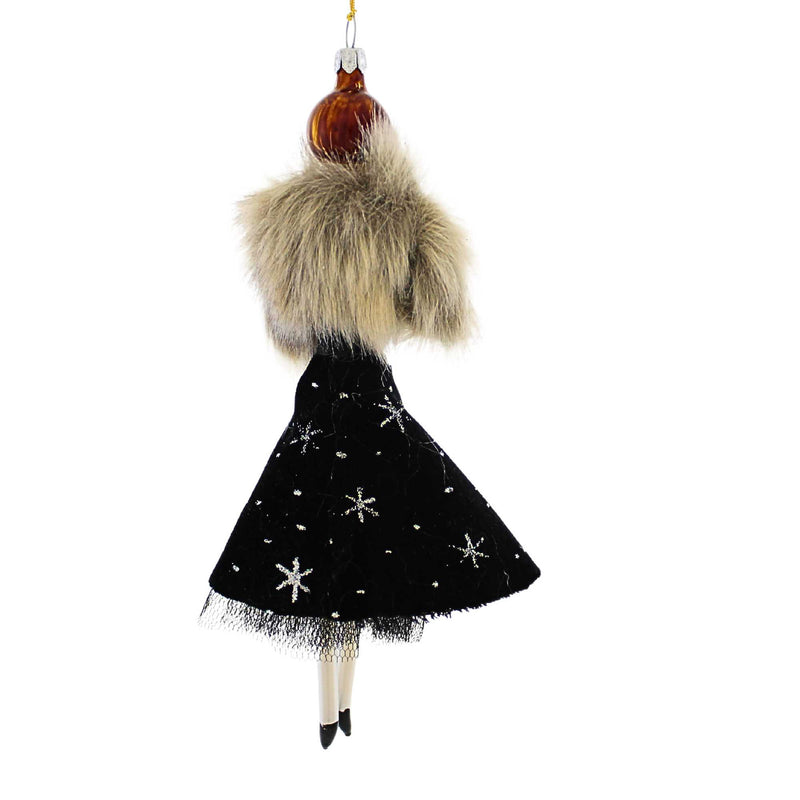 De Carlini Italian Ornaments Lady With Black Velvet Skirt. - - SBKGifts.com