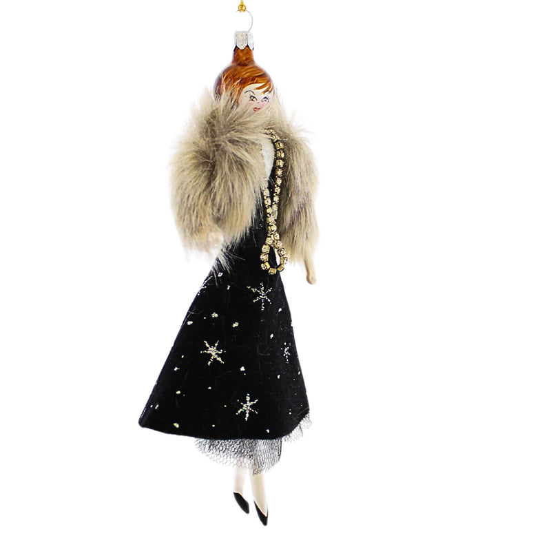 De Carlini Italian Ornaments Lady With Black Velvet Skirt. - - SBKGifts.com