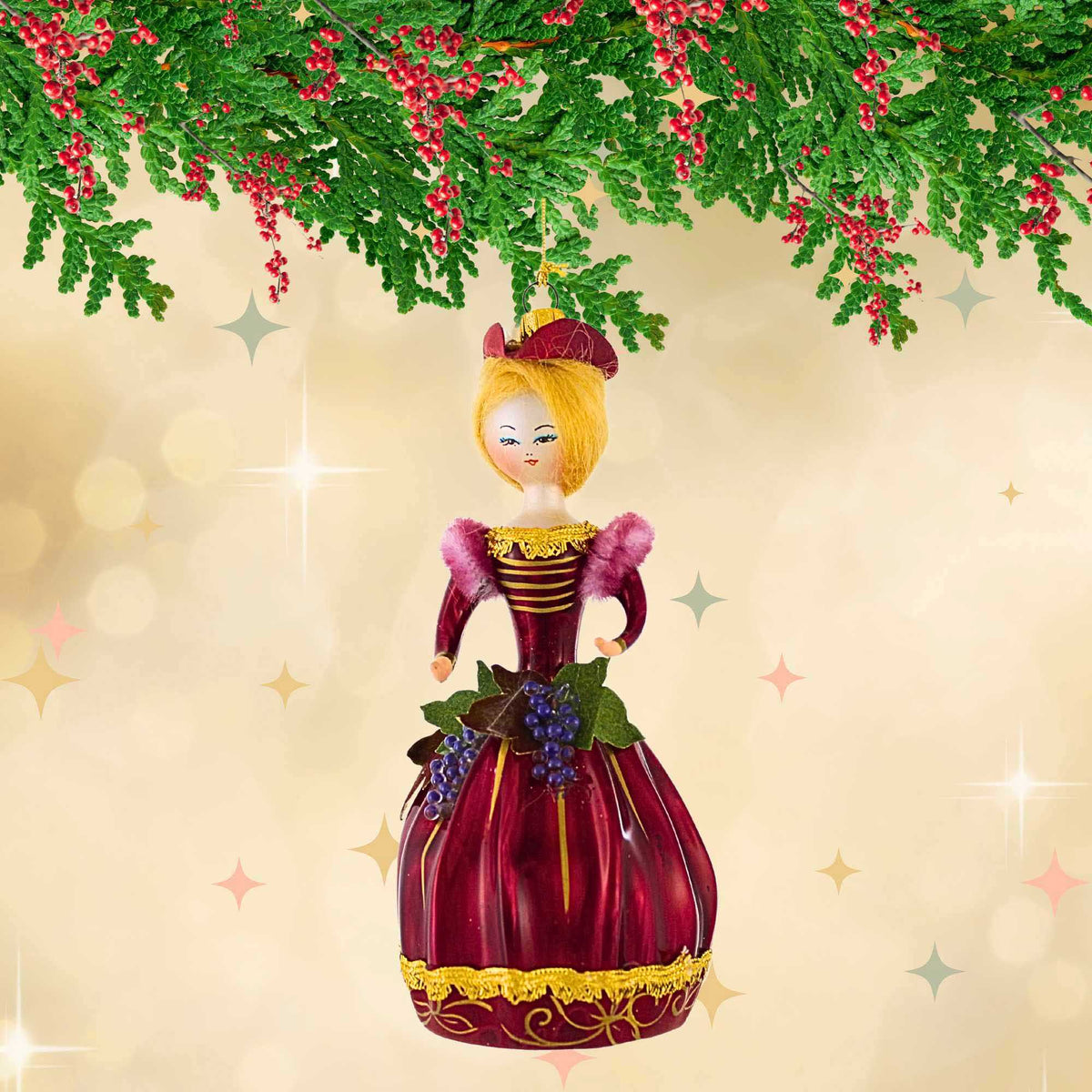 De Carlini Italian Ornaments Lady Cabernet Sauvignon - - SBKGifts.com
