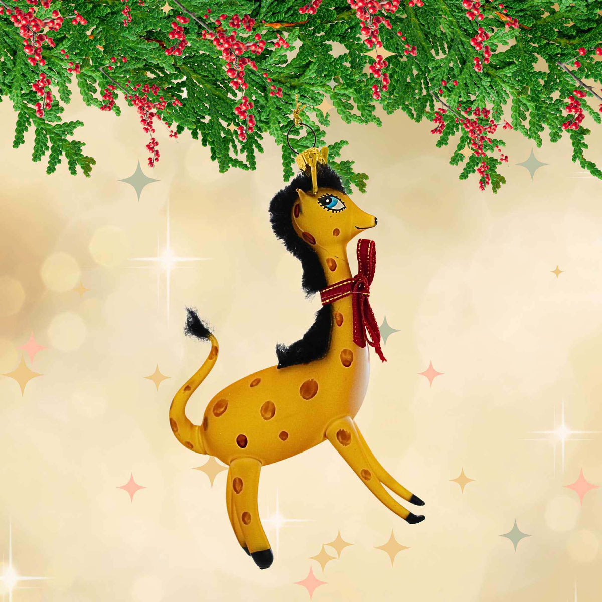 De Carlini Italian Ornaments Gigi The High Society Giraffe - - SBKGifts.com