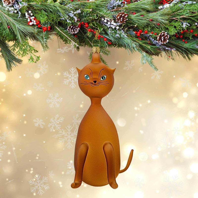 De Carlini Italian Ornaments Mocha Meow - - SBKGifts.com
