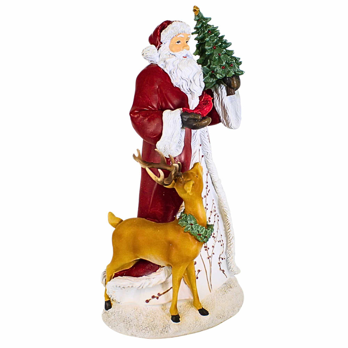 Roman Woodland Santa With Deer And Cardinal Figurine - - SBKGifts.com